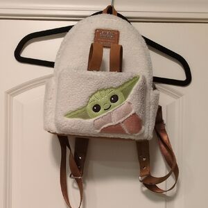 Disney Parks Loungefly White and Brown Kids Backpack with Green Character